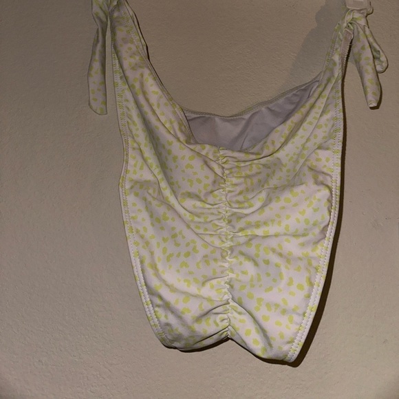 By Egreis yellow spotted off shoulder bikini top ruched bikini bottom L NWT - Picture 12 of 12